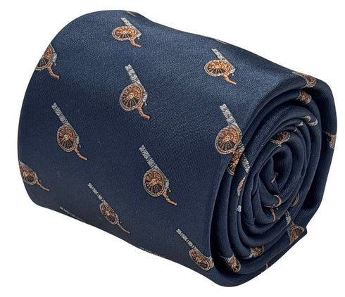 navy dark blue tie with cannon gunners artillery design